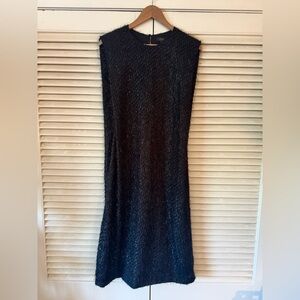 NWT COS SILVER & BLACK METALLIC SOLD OUT “FEATHER” COLUMN DRESS SZ 12 ORIG $125